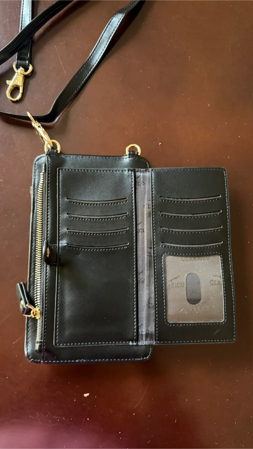 Black Leather Crossbody Wallet with Strap - photo 4