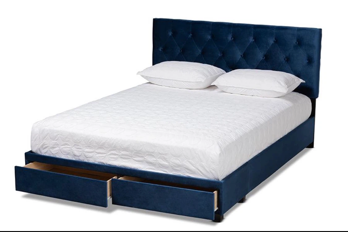 New Queen Size 2 Drawer Platform Bed - Navy - photo 2
