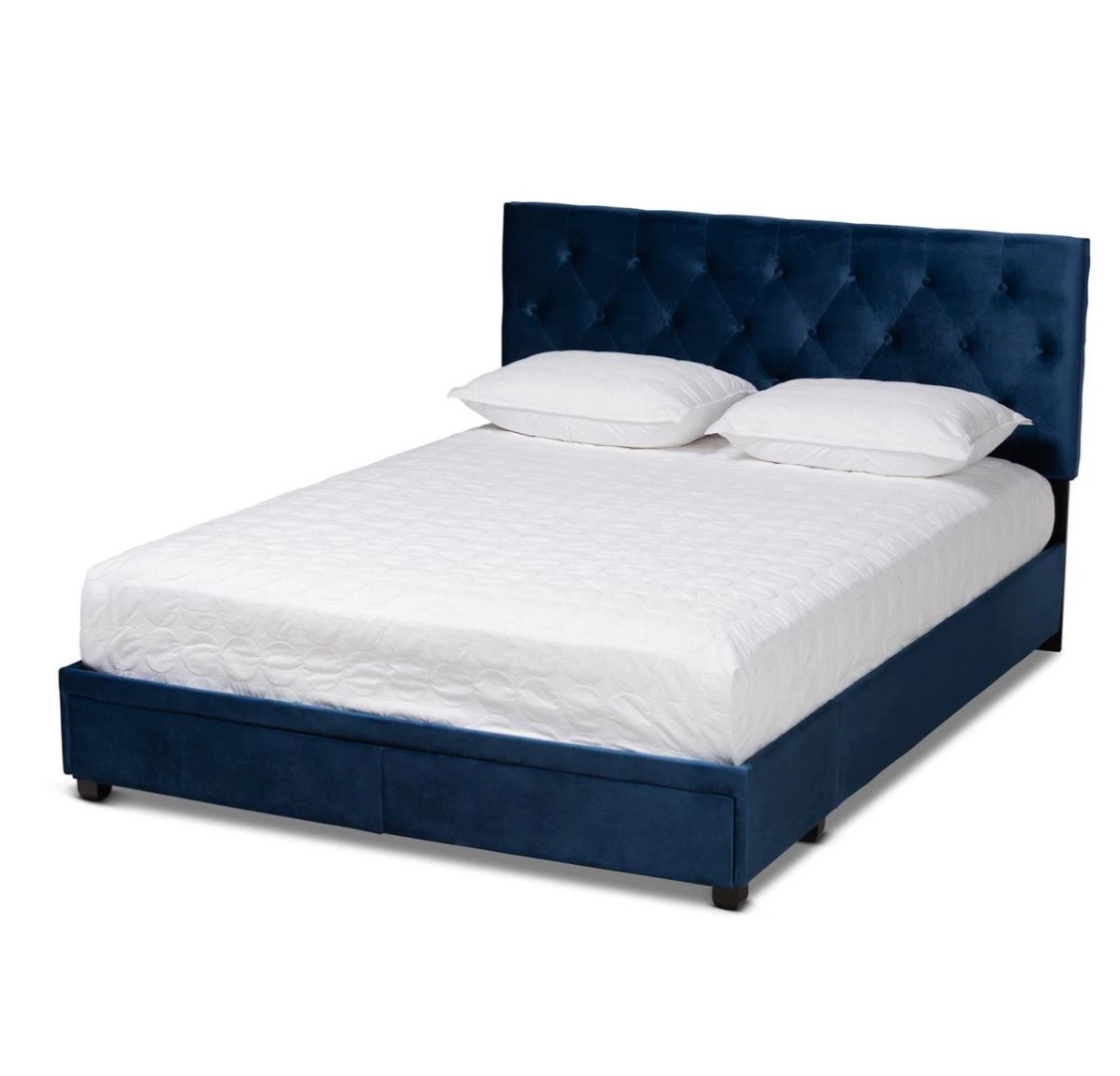 New Queen Size 2 Drawer Platform Bed - Navy - photo 3