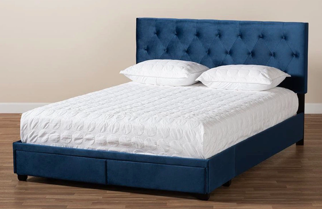 New Queen Size 2 Drawer Platform Bed - Navy - photo 4