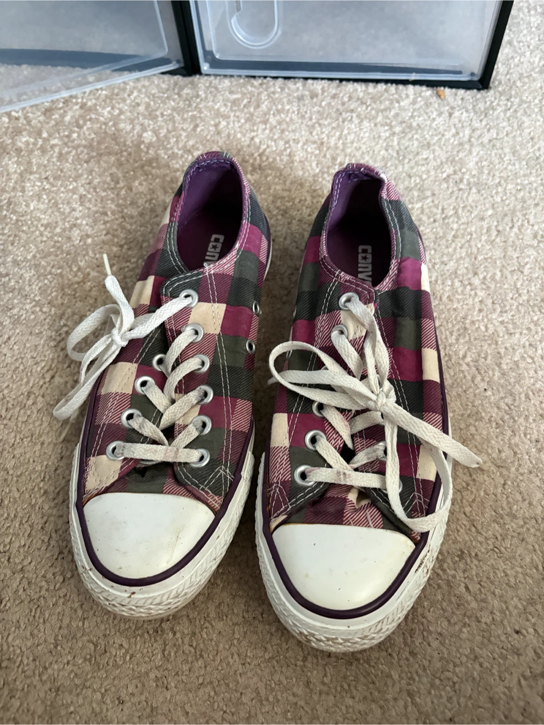 Converse Purple Plaid Sneakers