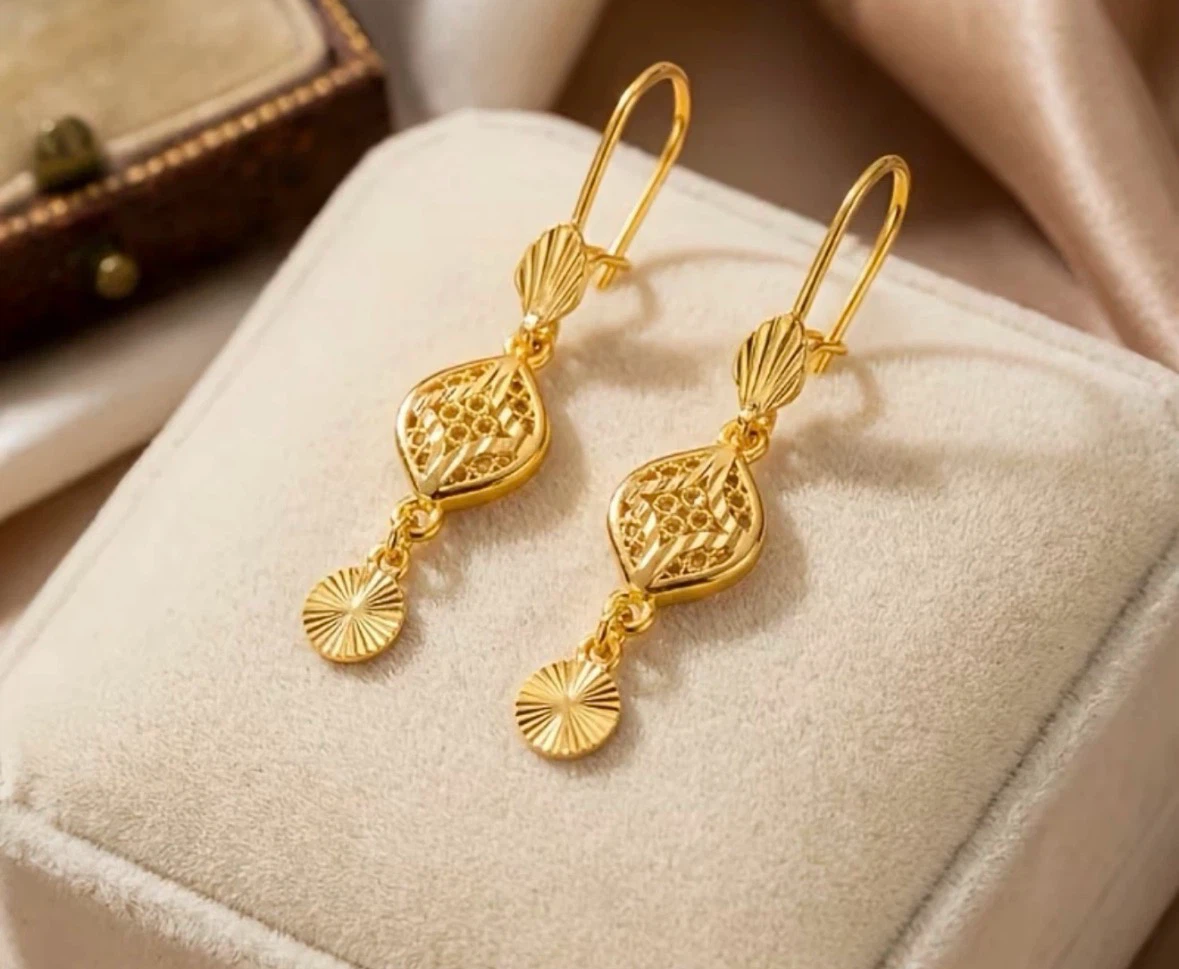 24k Plated Gold Drop Earrings