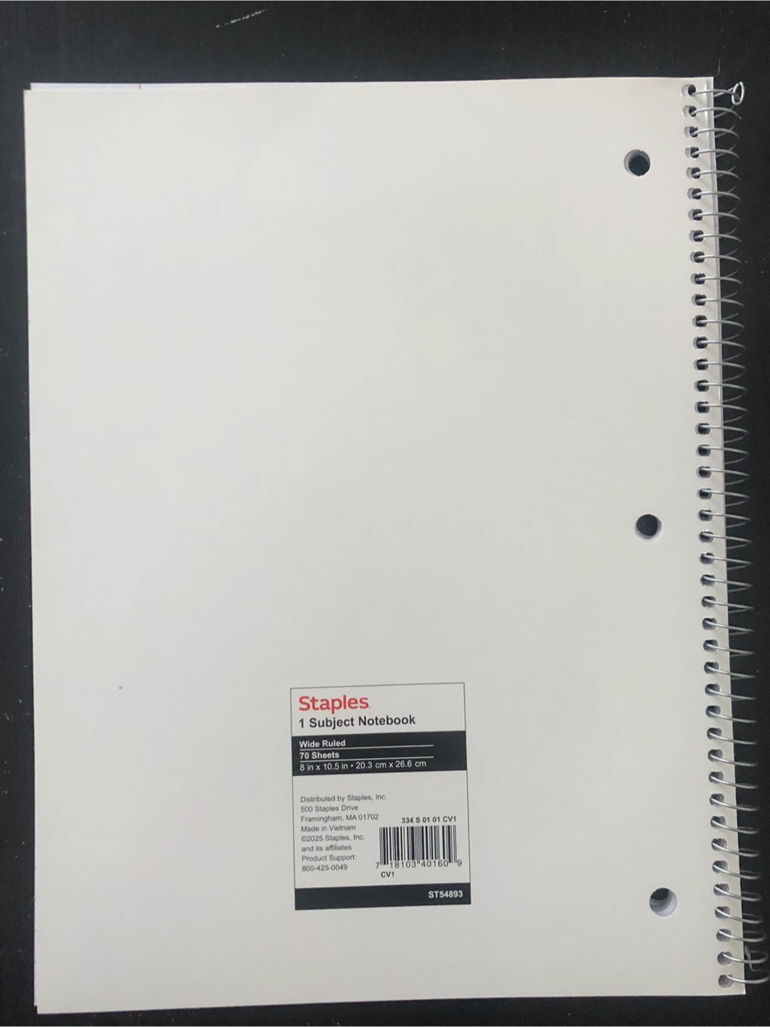 Staples 1 Subject Wide Ruled  Notebook - photo 3