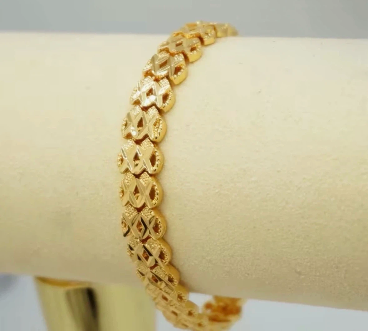 24K Plated Gold tone patterned bracelet