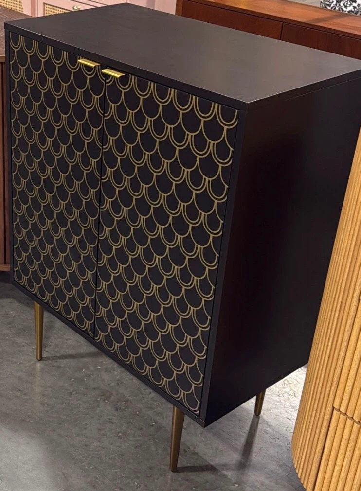 Black Cabinet with Gold Scallop Design - photo 3
