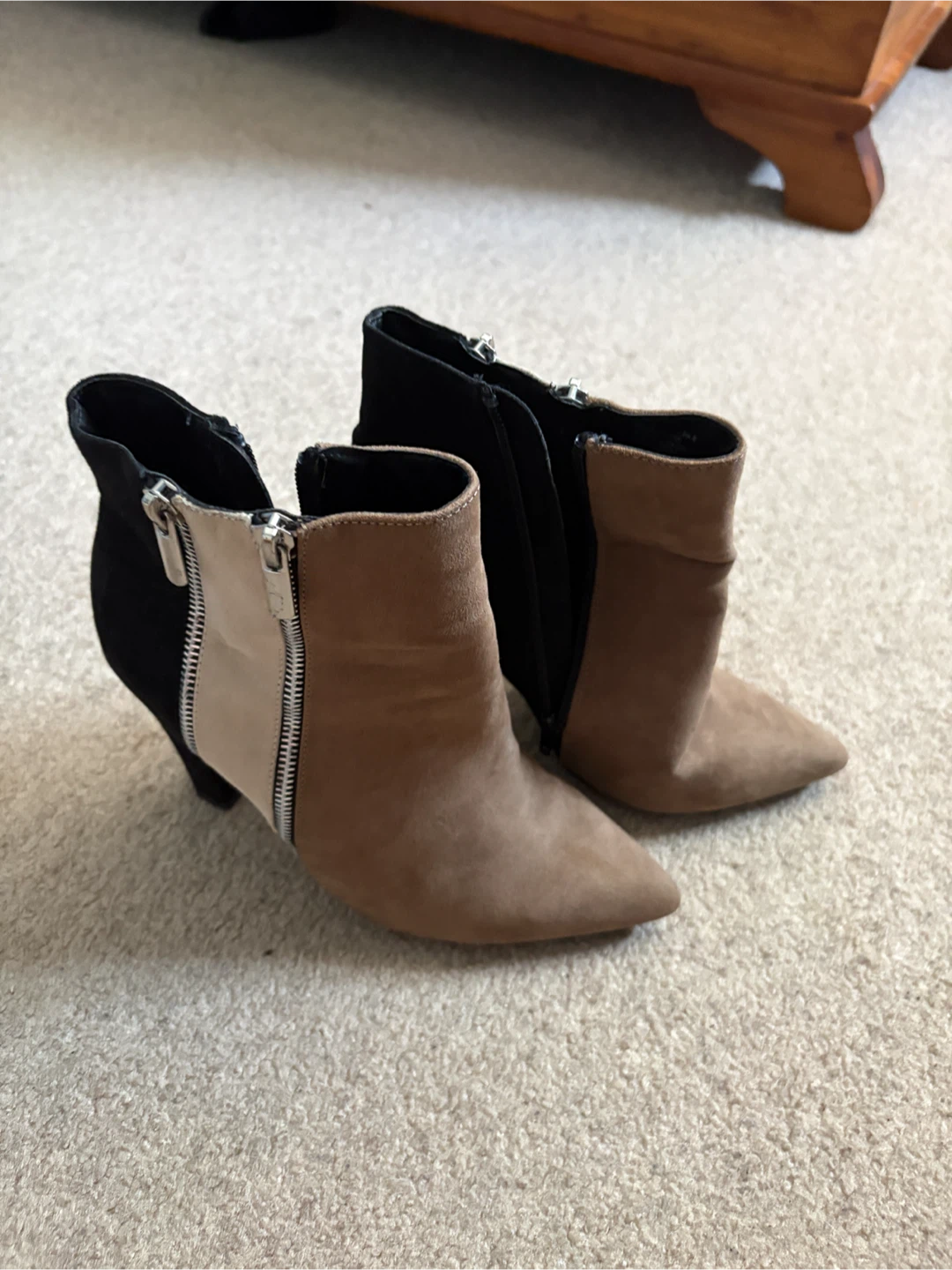Colour Block Heeled Ankle Boots
