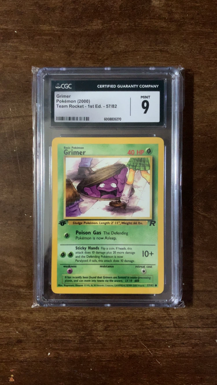 CGC Graded Grimer Pokémon Card (2000 Team Rocket 1st Ed. Mint 9)