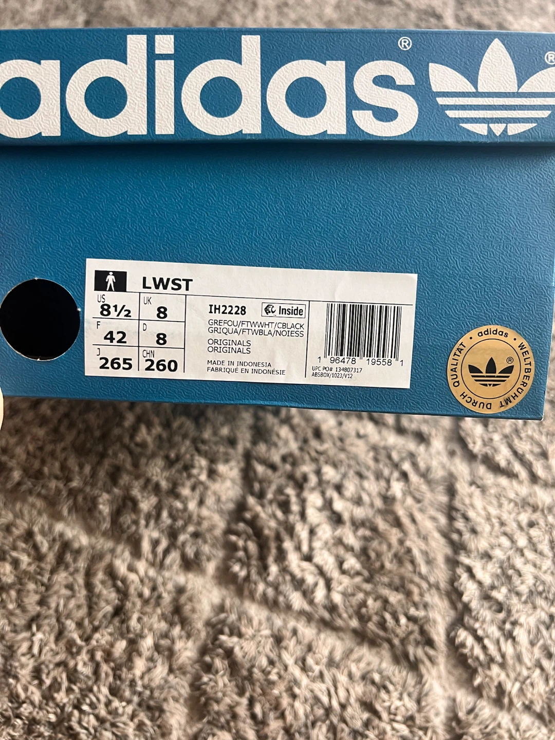 Adidas LWST Running Shoes - White/Blue - Size 8.5