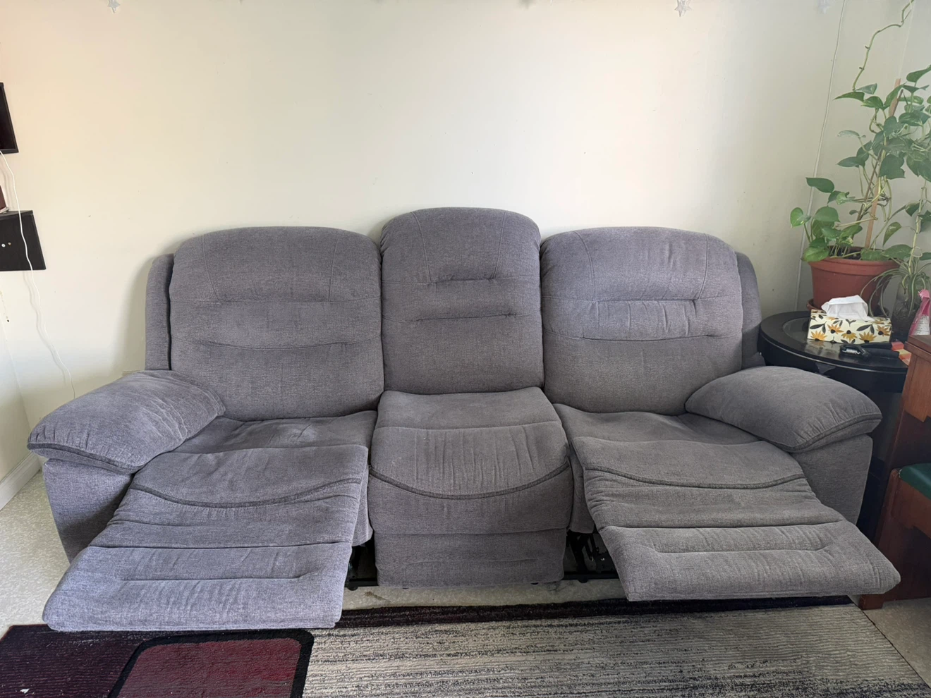 Grey Reclining Sofa - photo 2