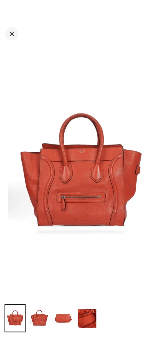 Celine Orange Leather Luggage Mini Tote Bag