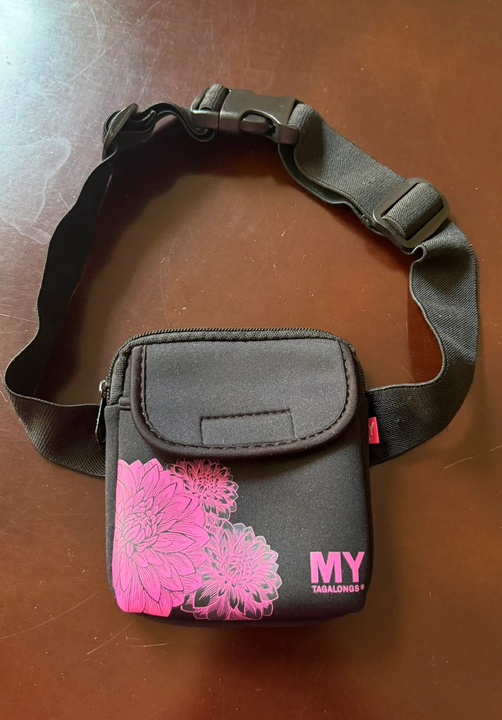 MY Tagalongs Black Floral Pouch with Belt