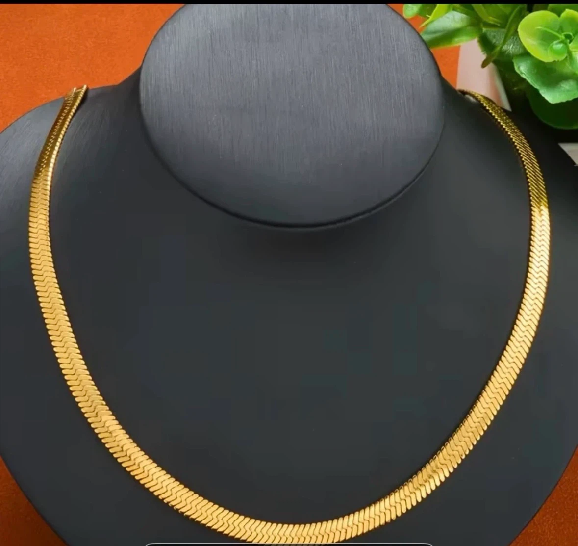 24KPlated Gold Herringbone Chain Necklace