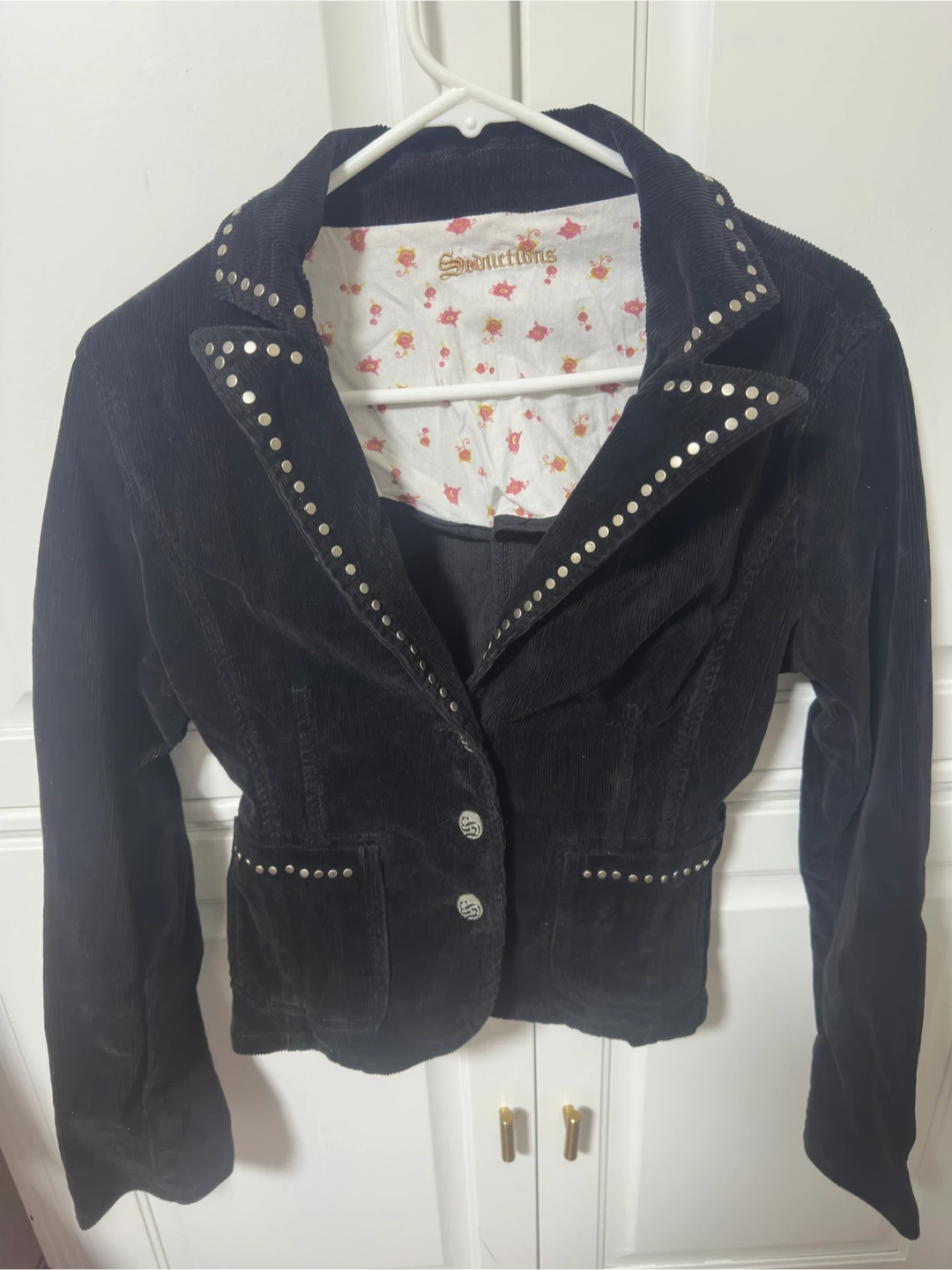y2k Seductions Black Corduroy Blazer with Studs