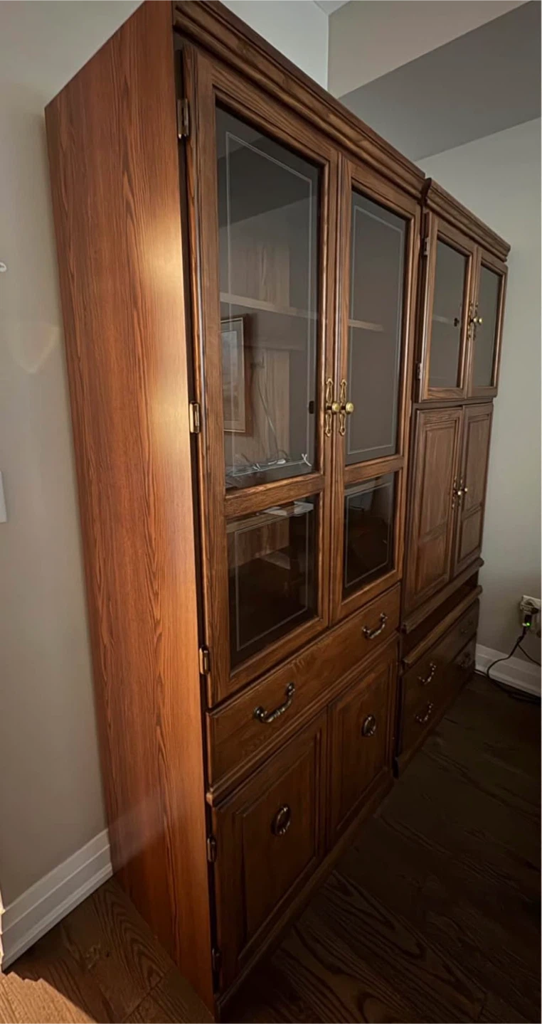 2 Oak and Glass Cabinets - photo 2