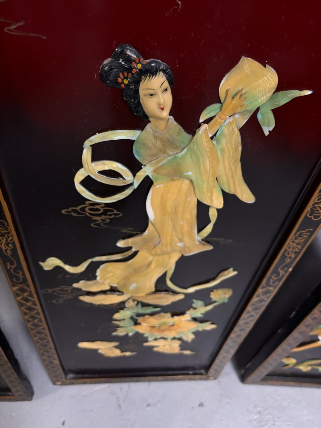 Set of 3 Vintage Asian-Style Decorative Wall Panels - photo 4