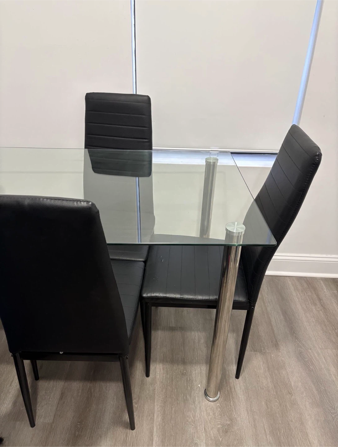 Gorgeous Glass Top Dining Table with 4 Black Chairs for sale!! - photo 3