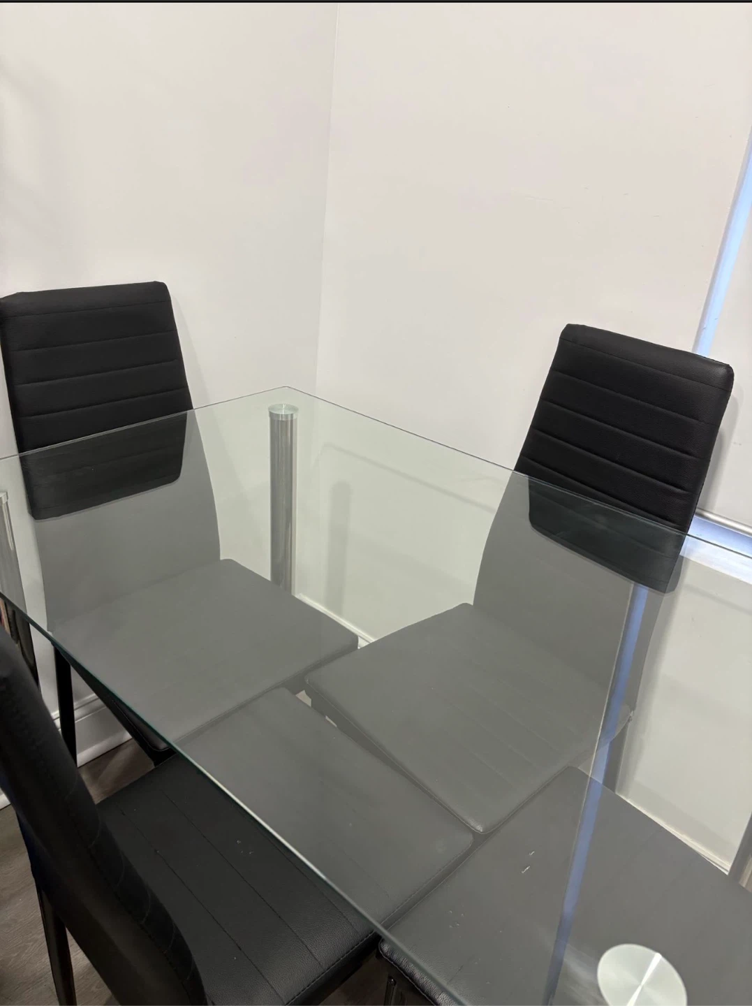 Gorgeous Glass Top Dining Table with 4 Black Chairs for sale!! - photo 4