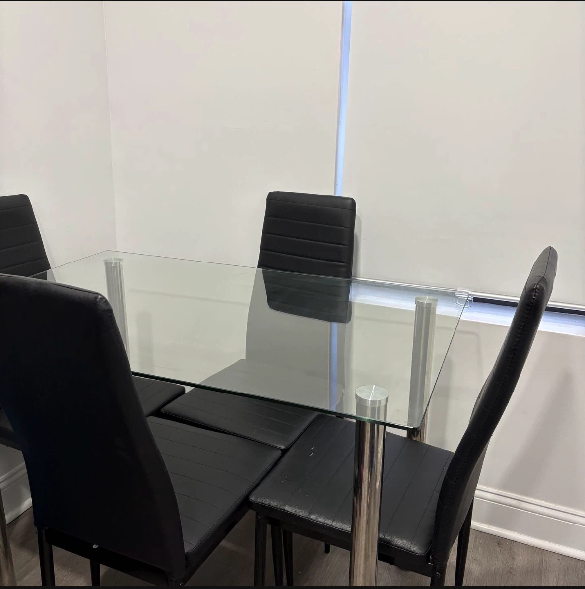 Gorgeous Glass Top Dining Table with 4 Black Chairs for sale!! - photo 5