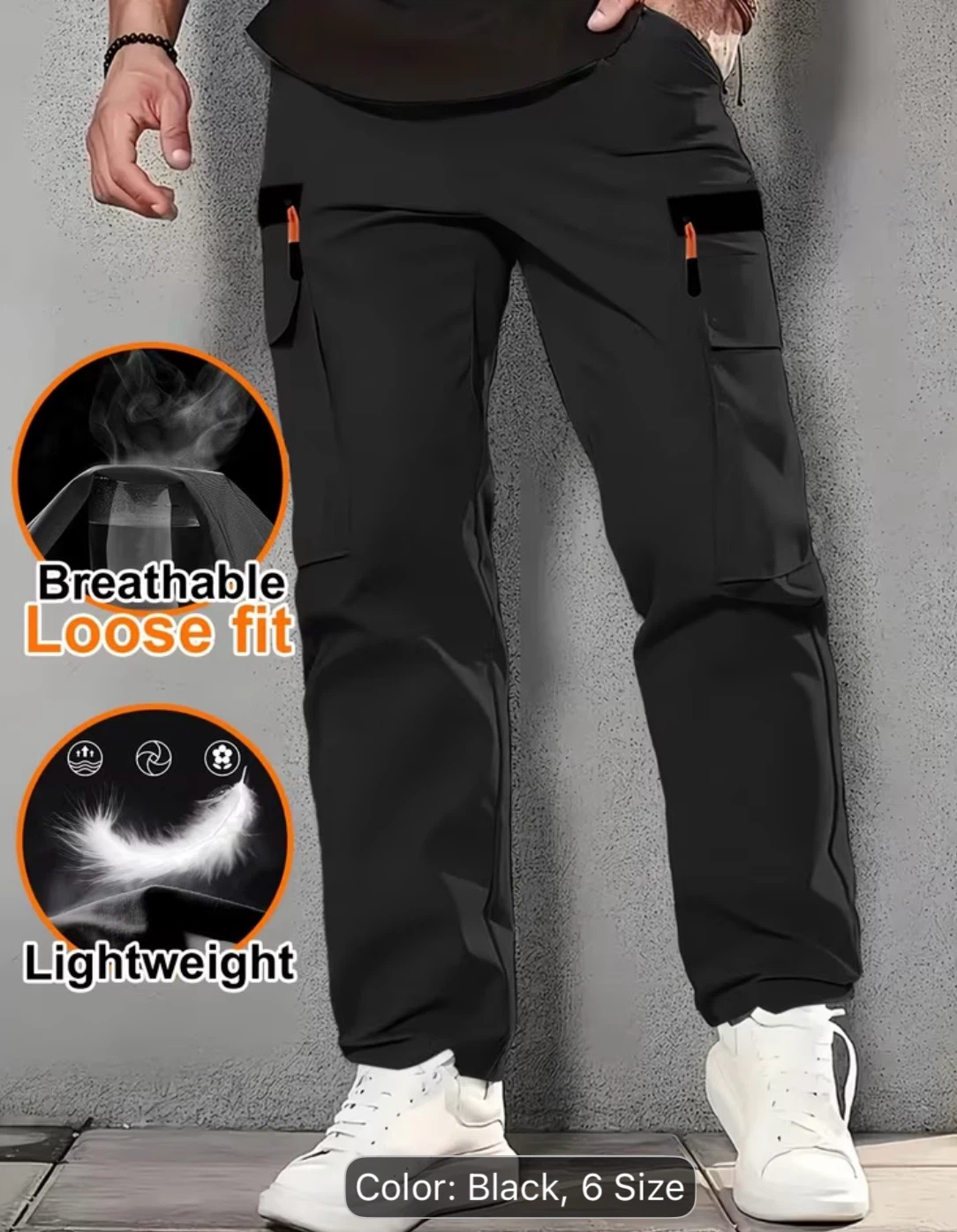 Work Black Cargo Pants - Size 6 - photo 2