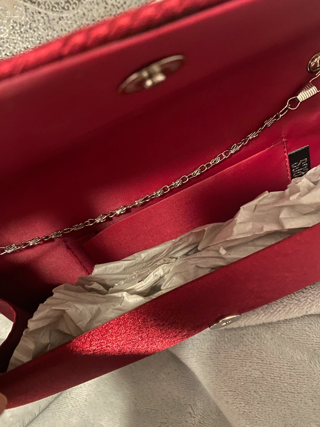 New ( Unused) Red Clutch Evening Bag with Rhinestone - photo 5