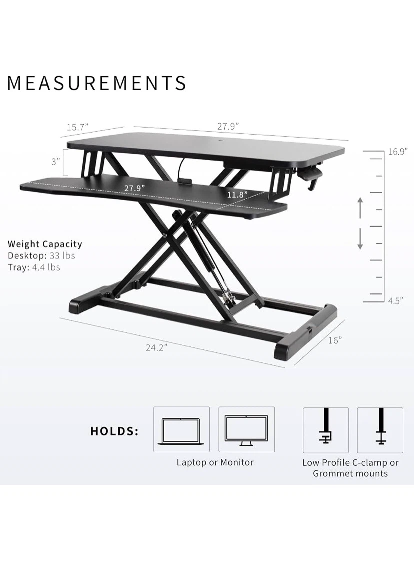 VIVO Black Height Adjustable Standing Desk Converter 28” - photo 2
