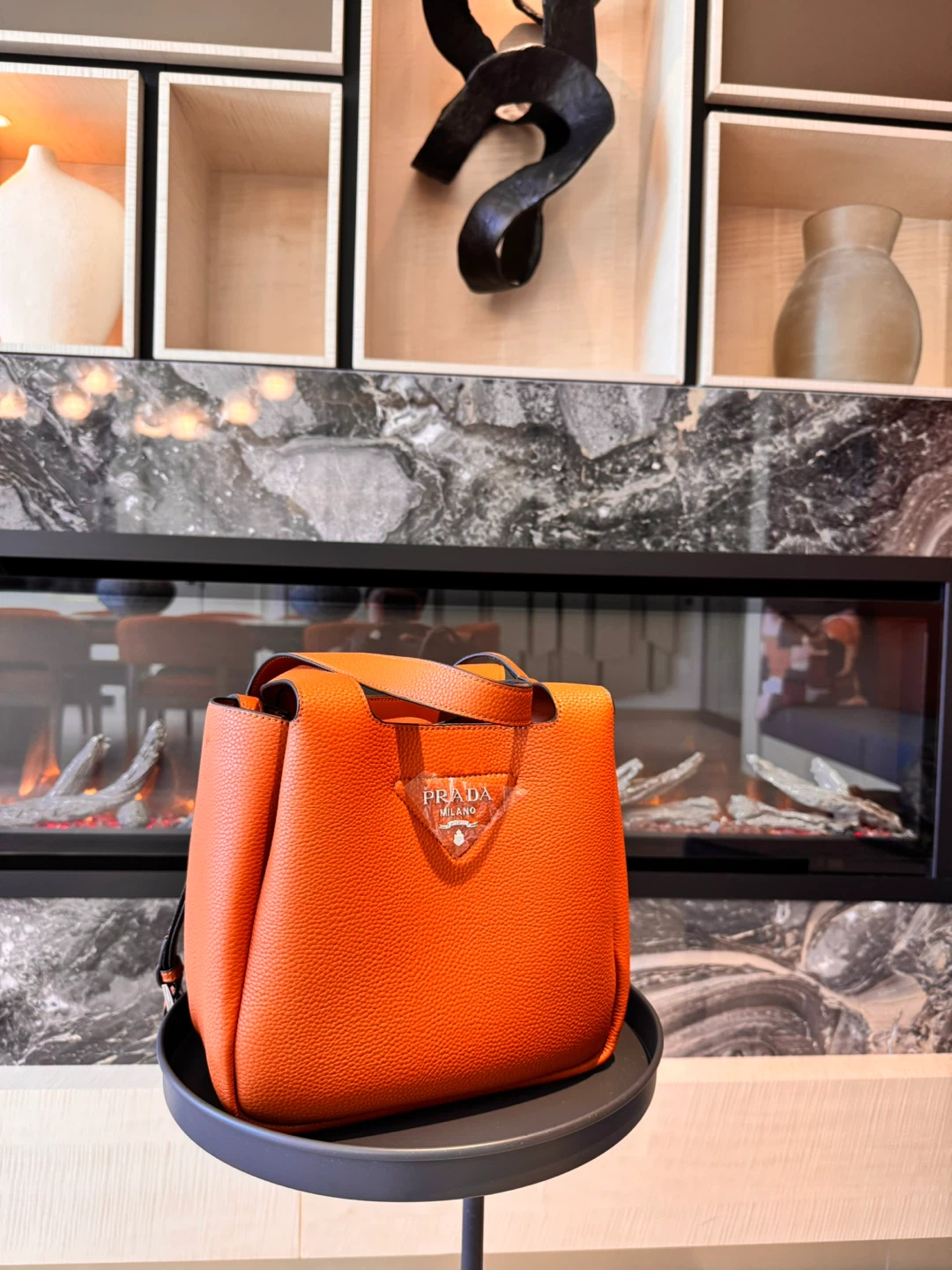 Prada Orange Leather Handbag