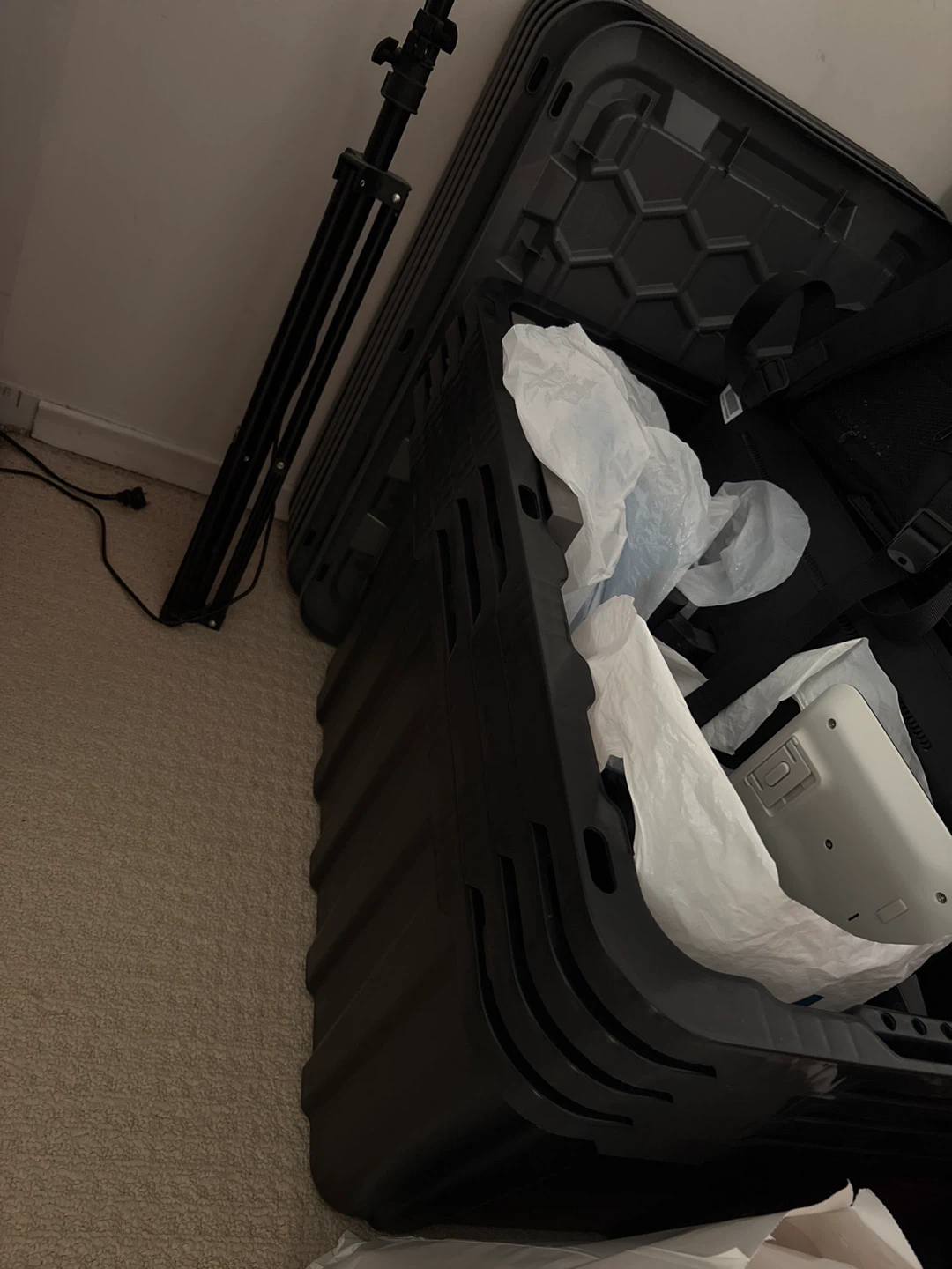 Large Black Storage Bin
