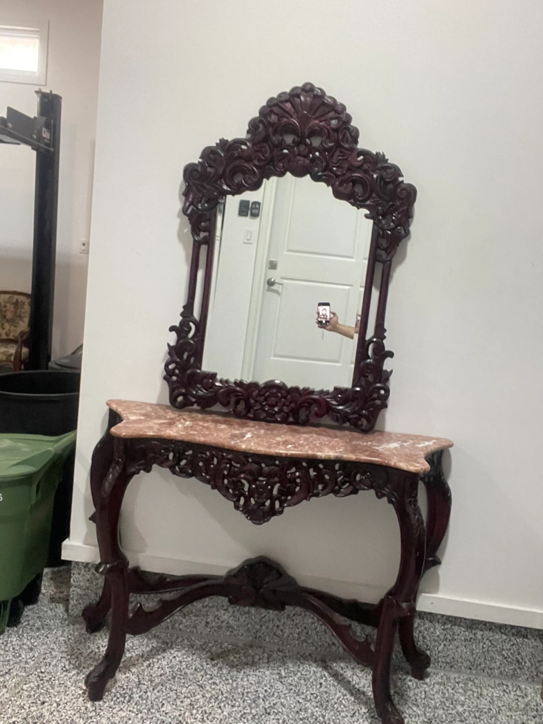 Antique Console Table with Ornate Mirror - photo 2