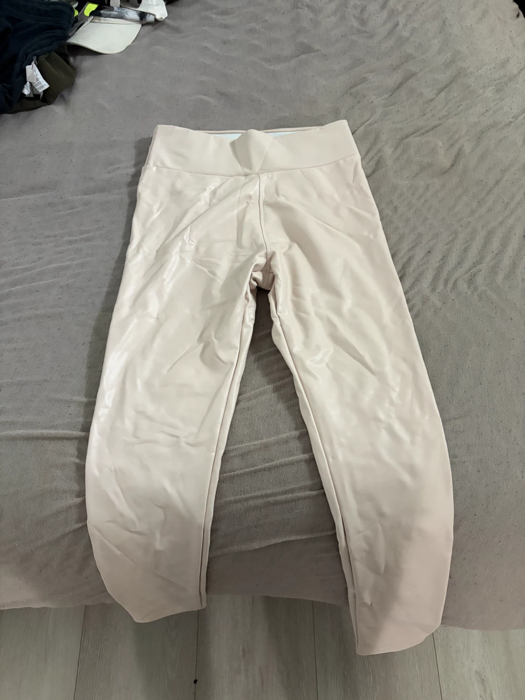 Cream Faux Leather Leggings