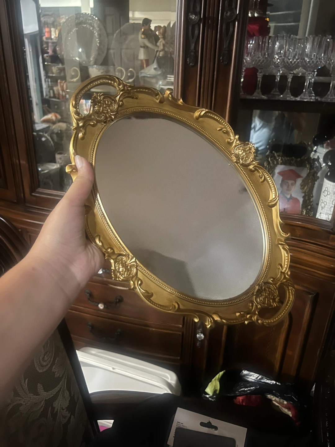 Ornate Gold Oval Wall Mirror
