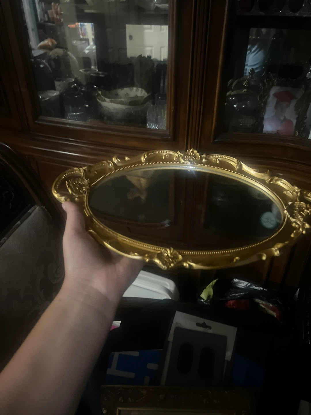 Ornate Gold Oval Wall Mirror - photo 2