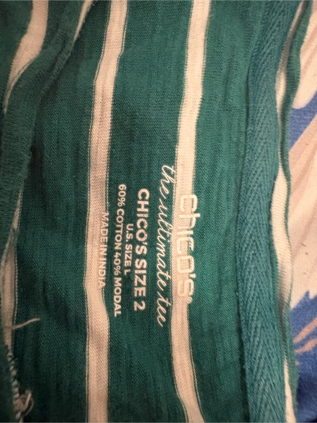 Chico's Striped 3/4 Sleeve Top Size L - photo 2
