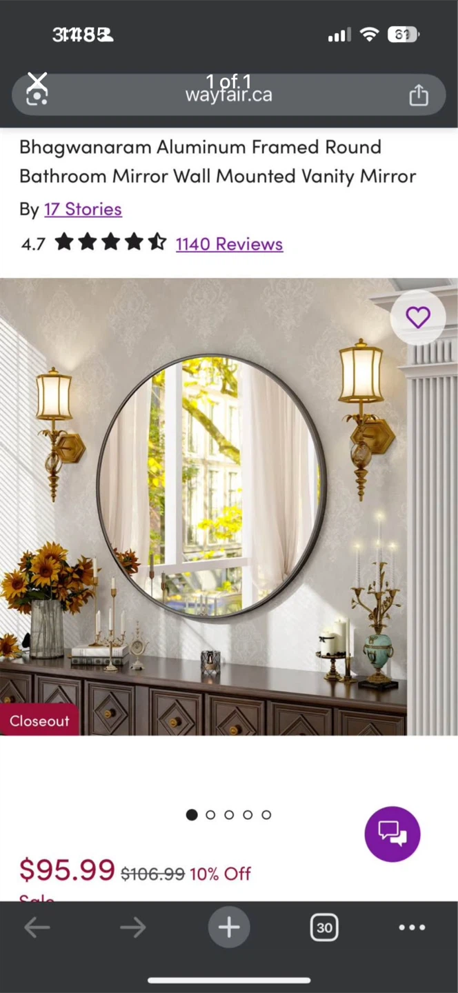 Classic circle mirrors BNIB