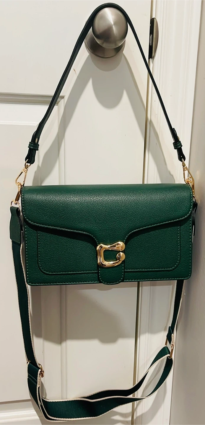 Green Crossbody Handbag with Gold Hardware - photo 2