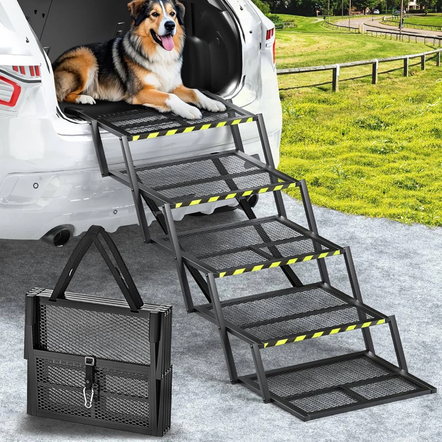 Pawaboo Extra Wide Dog Stairs for Car - New