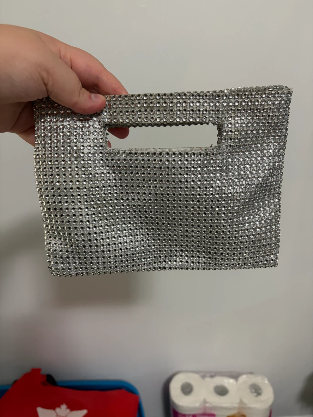 Silver Rhinestone Clutch Bag