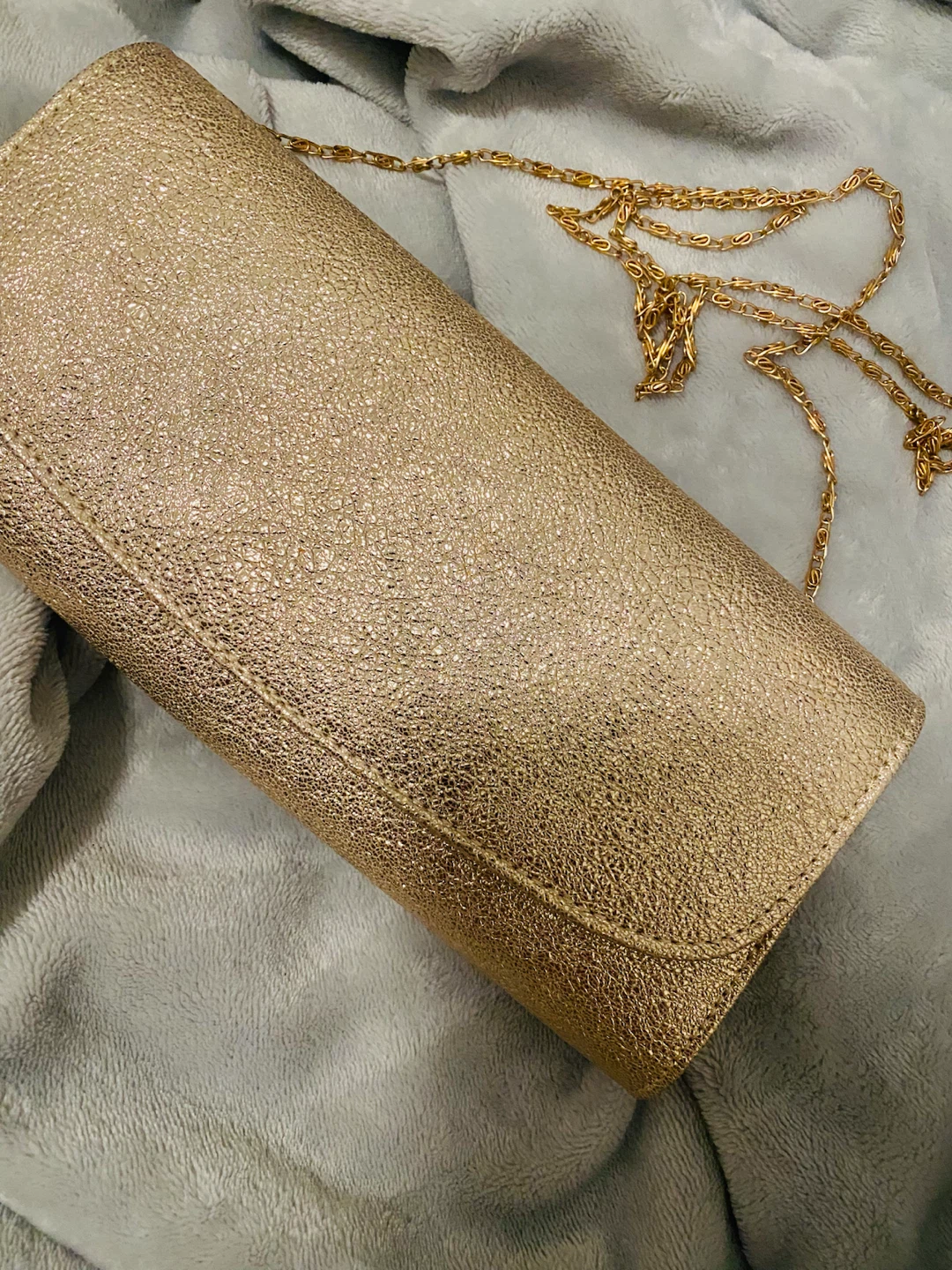 Metallic Gold Clutch Purse with Chain Strap - photo 2