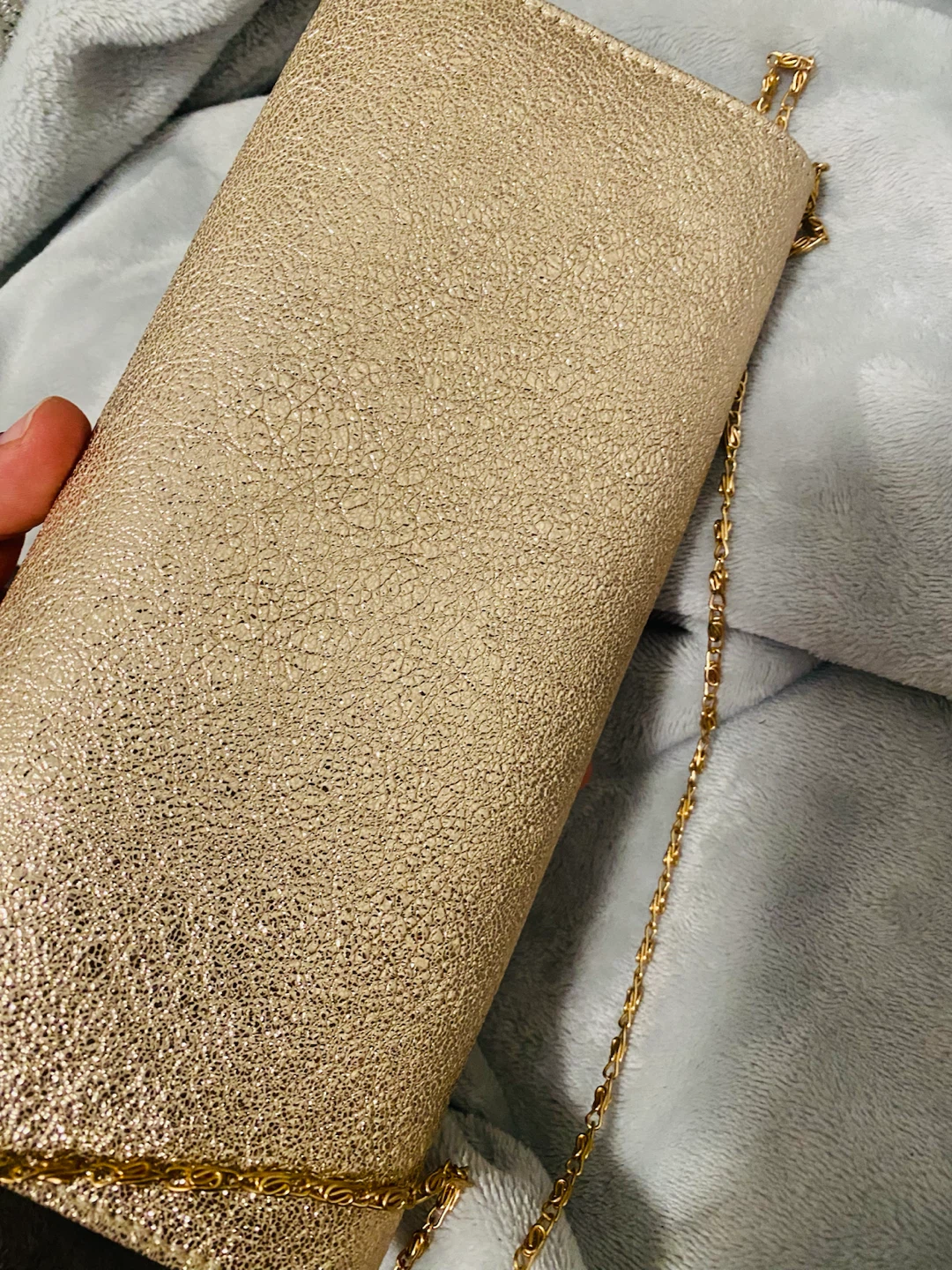 Metallic Gold Clutch Purse with Chain Strap - photo 3