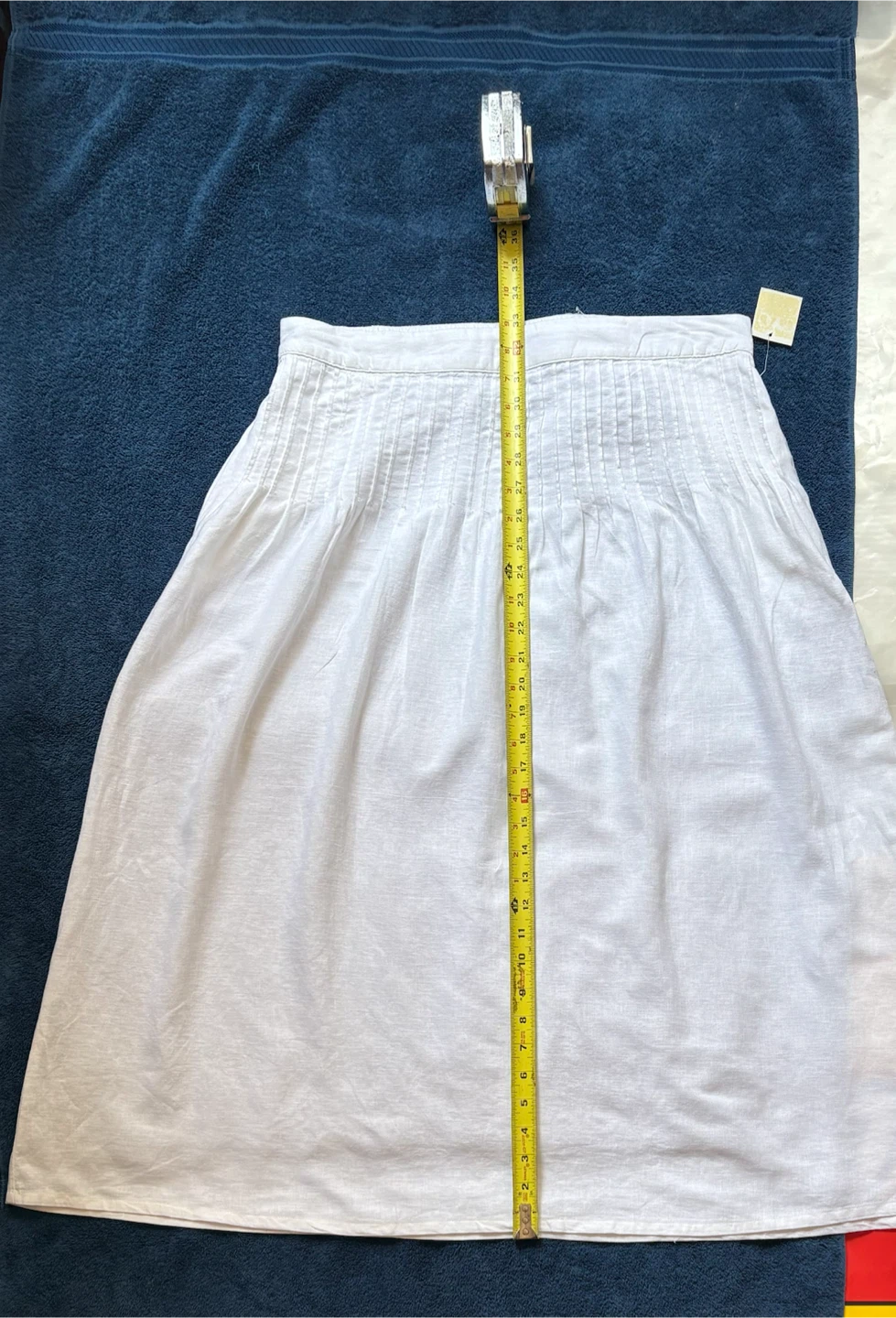 Laura Ashley White Linen Blend Pleated Midi Skirt XL