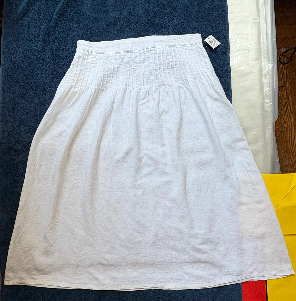 Laura Ashley White Linen Blend Pleated Midi Skirt XL - photo 3