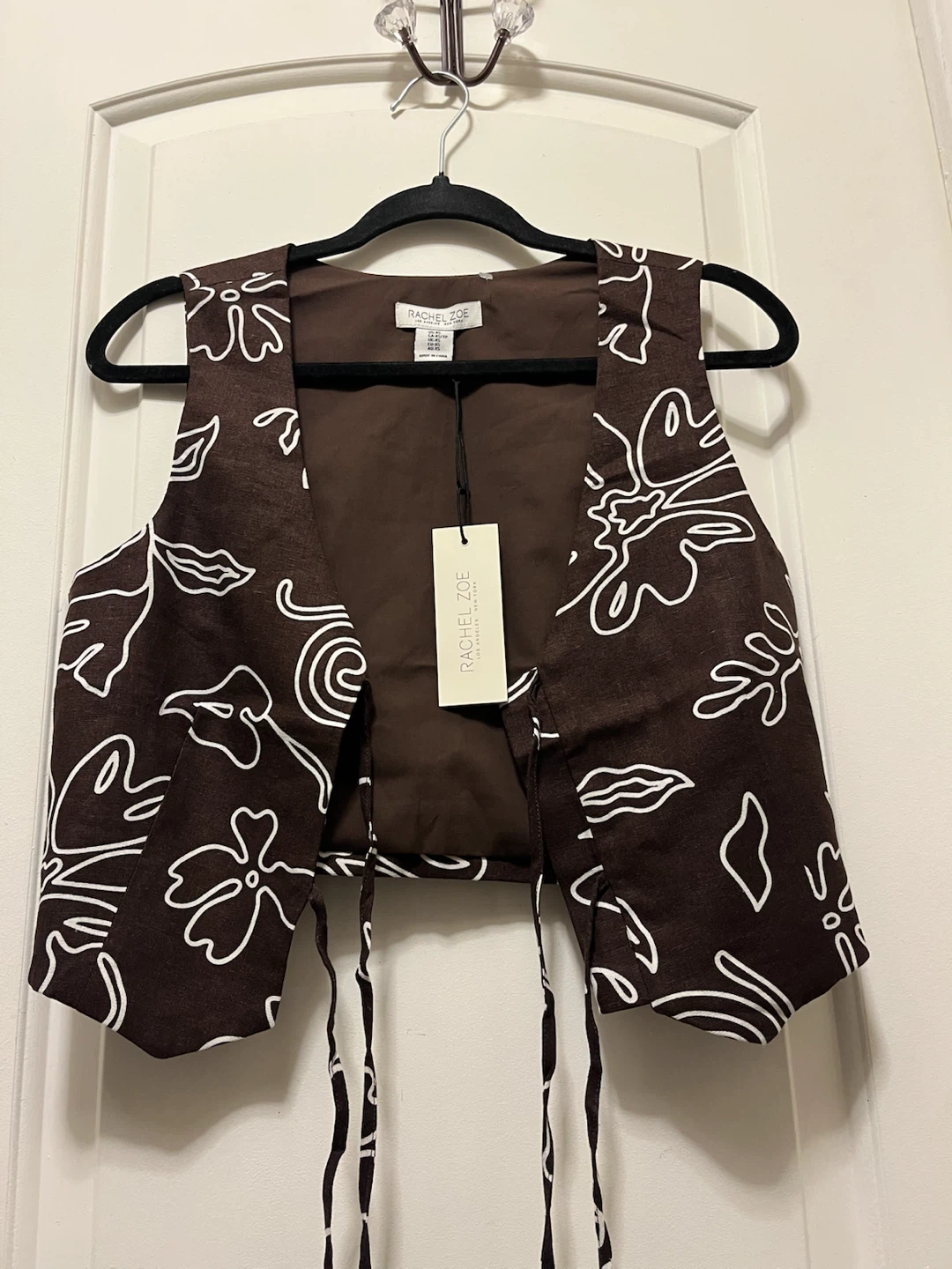 RACHEL ZOE Brown Floral Print Vest Size Medium