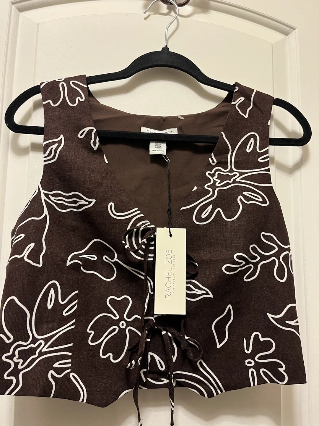 RACHEL ZOE Brown Floral Print Vest Size Medium - photo 2