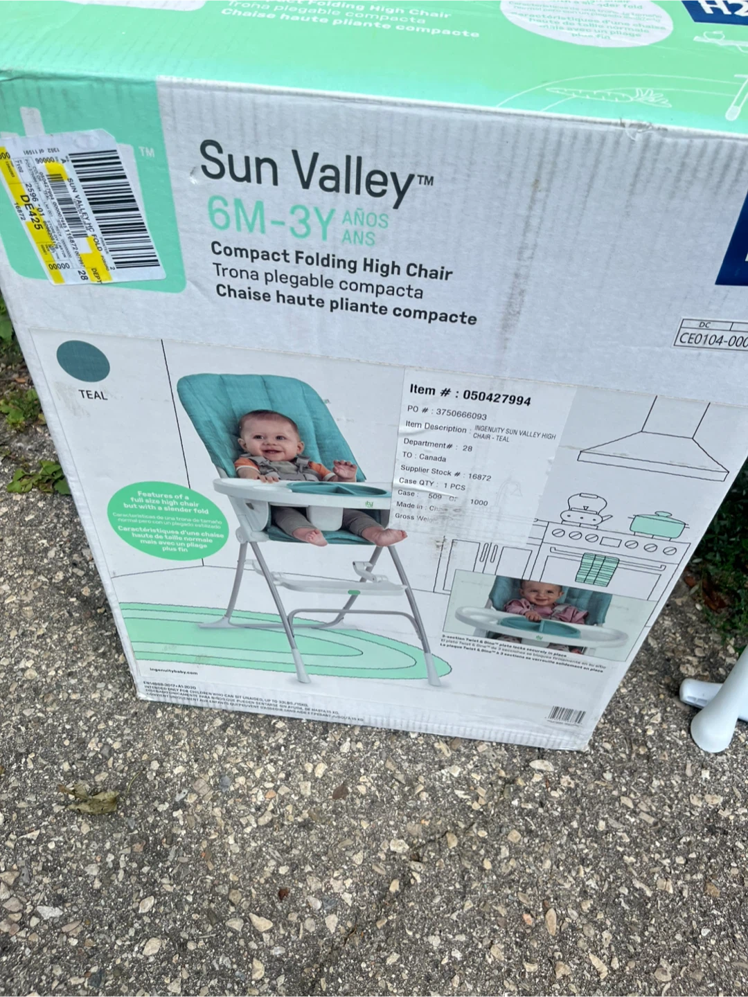 Sun Valley Compact Folding High Chair - Teal
