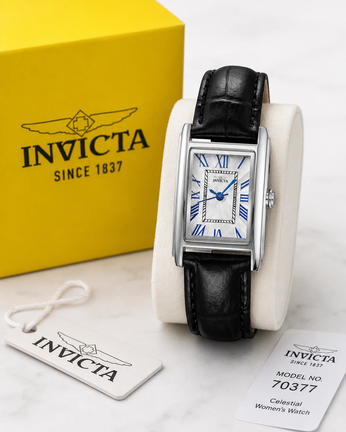 Invicta Celestial 70377 Women’s 22mm Roman Black Leather Watch