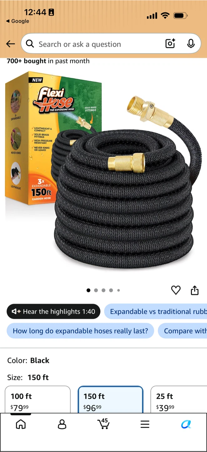Flexi Hose Expanding Garden Hose - 150 ft, Black - photo 4