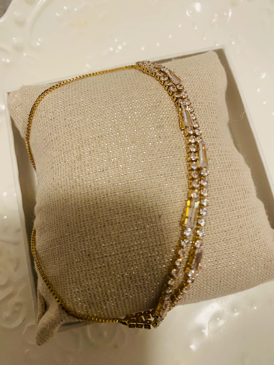 New (unused) Gold Plated Double Row Bolo Tennis Bracelet