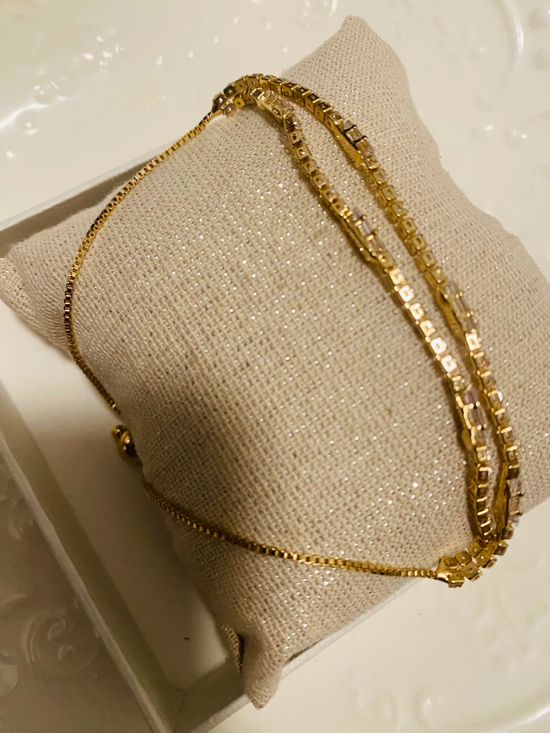 New (unused) Gold Plated Double Row Bolo Tennis Bracelet - photo 2