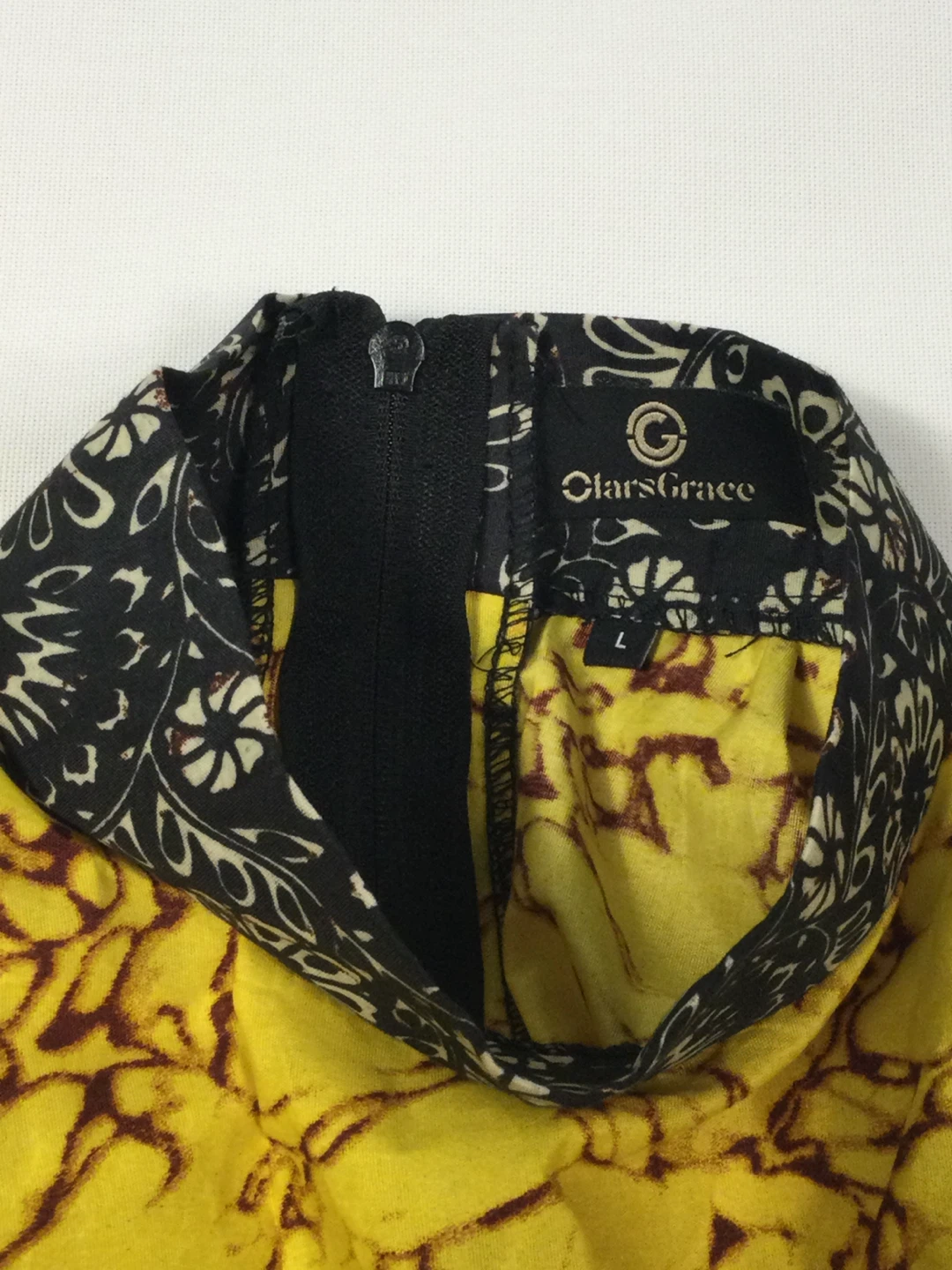 Yellow & Black Print Top and Skirt Set Size L - photo 2