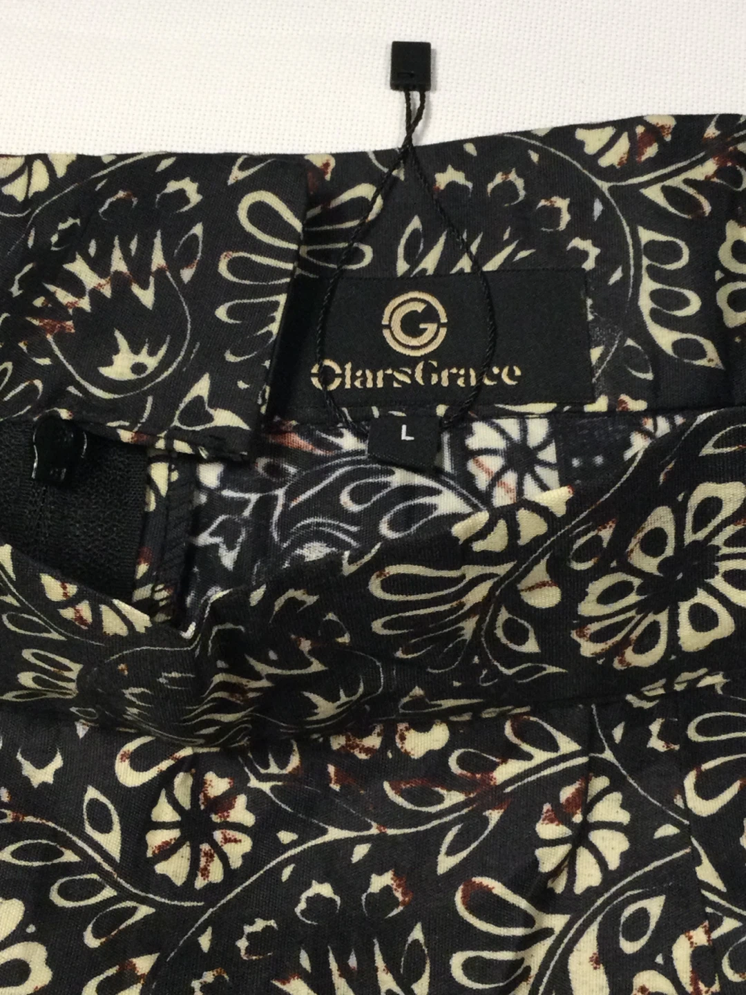 Yellow & Black Print Top and Skirt Set Size L - photo 3