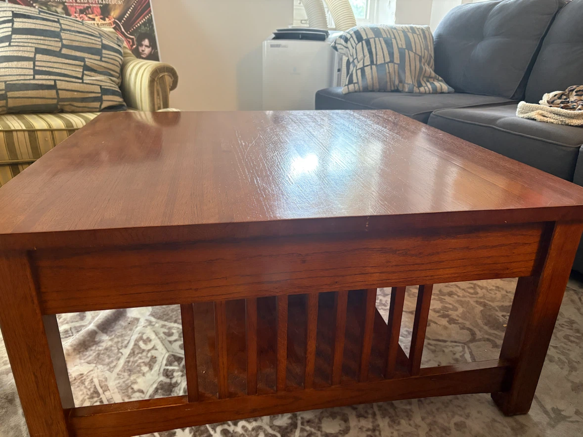 Vintage 90s Solid Oak Mission Coffee Table - Forest Hill